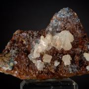 Cerussite with Caledonite and Linarite on Fluorite