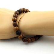 Matte Black Onyx + wood Bracelet 8 mm Beads.
