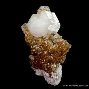 Tarnowitzite on Smithsonite, with Cerussite