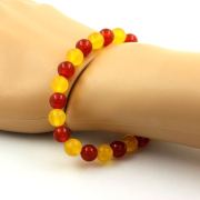Yellow Agate + Red Agate Bracelet 8 mm Beads.