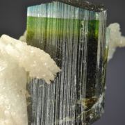 Elbaite - unusual color zoning, on Clevelandite