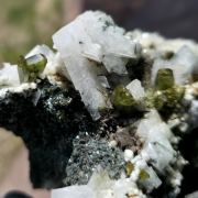 Titanite ( Sphene ) on Adularia with Tourmaline