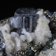 Bournonite on Pyrite with Quartz