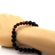 Garnet from Mozambique+ Matte Black Onyx 8 mm beads Bracelet.