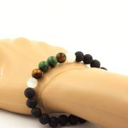 Epidote from Australia + Selenite from Morocco + Tiger’s Eye + Lava 8 mm beads Bracelet.
