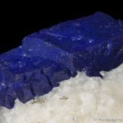 Lazurite on calcite and pyrite