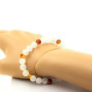 Genuine Baltic Sea Amber Beads + Cracked Quartz from Brazil Bracelet 8 mm Beads.