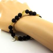 Yellow Apatite from Madagascar + Lava Bracelet 8 mm Beads.