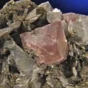 Fluorite (pink octahedral) on Quartz and Calcite with Diopside, Lollingite etc. 