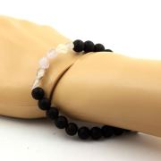 Rutile Amethyst Quartz from Brazil + Matte Black Onyx Bracelet 8 mm Beads.