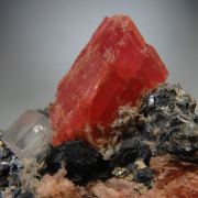Rhodochrosite with Acanthite, Silver, Fluorite etc.