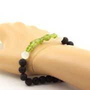 Peridot from Myanmar (Burma) + Selenite from Morocco + Lava 8 mm beads Bracelet.