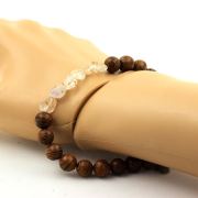 Rutile Amethyst Quartz from Brazil + wood Bracelet 8 mm Beads.