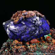 Azurite with Cuprite & Malachite
