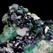 Azurite and Cerussite on Malachite