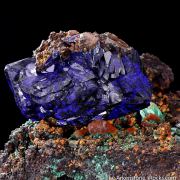 Azurite with Cuprite & Malachite