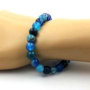Blue banded Agate Bracelet 8 mm Beads.