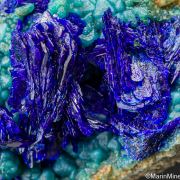 Azurite with Chrysocolla after Libethenite