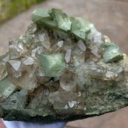 Orthoclase ( var. Adularia ) on Smoky Quartz with Gwindel Quartz