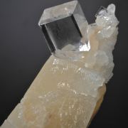 Fluorite - gem clear crystal on Calcite