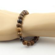 Garnet + Wood Bracelet 8 mm Beads.