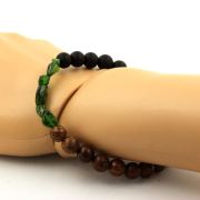 Diopside from Brazil + Matte black Onyx wood Bracelet 8 mm Beads.