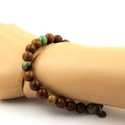 Turquoise from Peru + wood Bracelet 8 mm Beads.