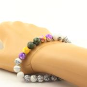 African Turquoise + Blue Violet Jasper + Violet Yellow Jasper + Howlite Bracelet 8 mm Beads.