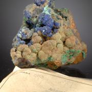 Adamite, Azurite w. Conichalcite - vintage