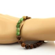 Nephrite Jade from Siberia (Russia) + wood Bracelet 8 mm Beads.