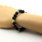 Apatite from Brazil + Lava 8 mm beads Bracelet.