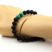 Malachite from Congo + Lava Bracelet 8 mm Beads.