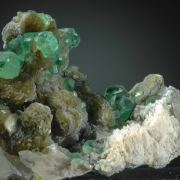 Fluorite on Muscovite, Schorl and Quartz etc.