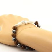 Howlite from USA + Hematite + wood 8 mm beads Bracelet.