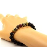 Ruby from Mogok, Burma, Myanmar + Unakite + Dalmatian Jasper + Lava Bracelet 8 mm Beads.