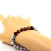 Ruby from Mogok, Burma, Myanmar + Garnet + Landscape Jasper + Howlite Bracelet 8 mm Beads.