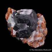 Magnetite on Calcite with Chondrodite