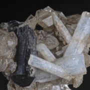Beryl var. Aquamarine with Schorl and Quartz 