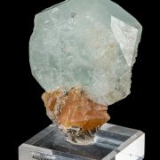 Beryl var. Aquamarine on Scheelite with Muscovite