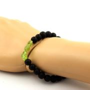Peridot from Myanmar (Burma) + Matte Black Onyx Bracelet 8 mm Beads.