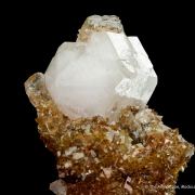 Tarnowitzite on Smithsonite, with Cerussite