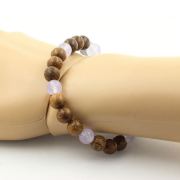 Lavender Chalcedony + wood Bracelet 8 mm Beads.