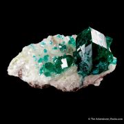 Dioptase on Calcite