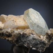 Beryl var. Aquamarine with Albite on Muscovite