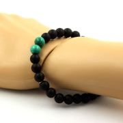 Malachite from Congo + Matte Black Onyx Bracelet 8 mm Beads.
