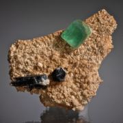 Fluorite with Schorl on Microcline