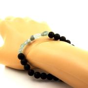 Apatite from Brazil + Matte Black Onyx 8 mm beads Bracelet.