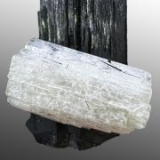 Beryl var. goshenite, tourmaline