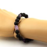 Amethyst from Brazil + Lava Bracelet 8 mm Beads.