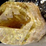 Apatite, hematite, quartz and actinolite pseudo. after pyroxene
